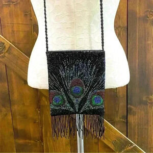 Millicent Fine Handbags Beaded Peacock Evening Bag